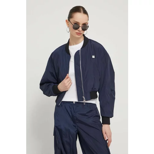 Hugo Bomber jakna za žene, boja: tamno plava, za prijelazno razdoblje, oversize