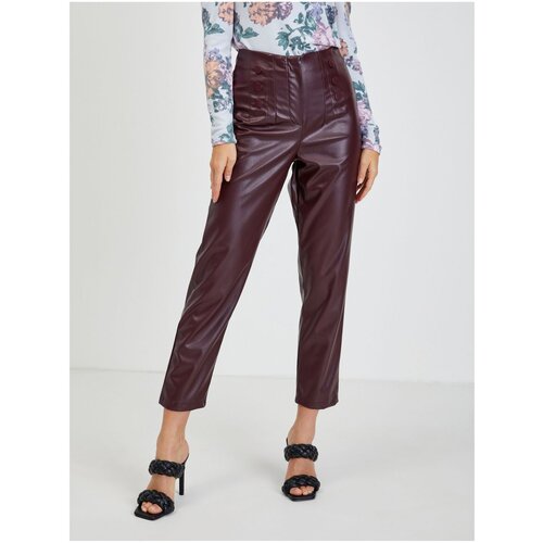 Orsay Burgundy women&amp;#039;s shortened leatherette pants - Ladies Slike
