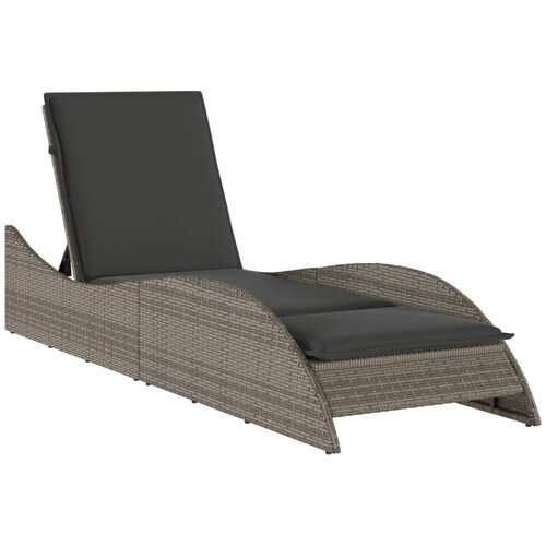 Maison Chic Ležalnik - Sončna ležalnik z blazino siv 60x205x73 cm poli ratan, (22043469) Cene