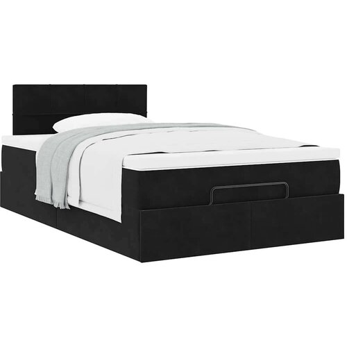 VidaXL otomanski okvir kreveta s madraca crni 120x190 cm bar&amp;scaron;unasti Slike