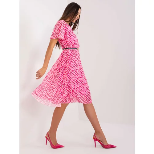 Fashion Hunters Pink-white flowing dress with polka dots