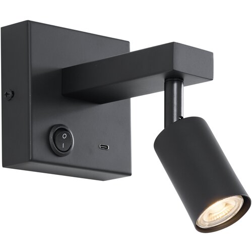 QAZQA Moderna črna stenska svetilka z USB-C nagibna - Rex Slike
