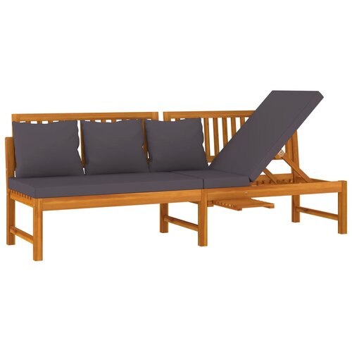 vidaXL Dnevna postelja s sivo blazino 200x60x75 cm akacijev les, (20723839) Cene