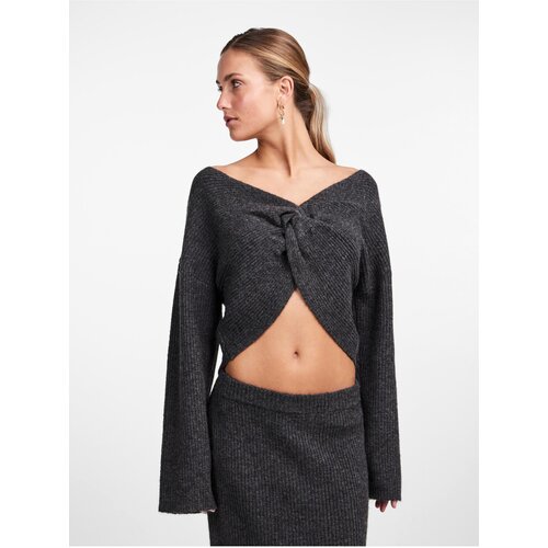 Pieces Women's Grey Short Sweater with Wool Juna - Women Cene