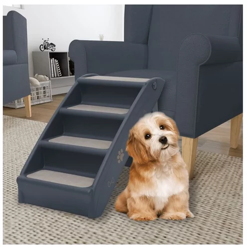  Zložljive stopnice za pse 4-delne temno sive