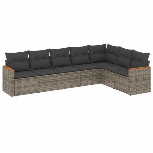 Maison Chic Seti vrtnega pohištva - Vrtna garnitura - Vrtni pohištvo set 7-delna z blazinami siv poli ratan, (21803502) Cene