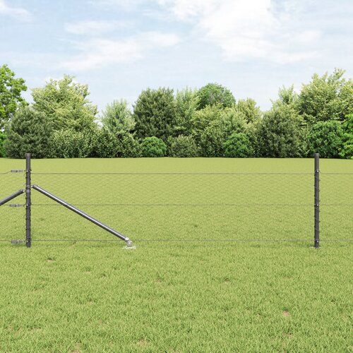 VidaXL &amp;Scaron;esterokotna ograja Siva 0.8x50 m Jeklo, &amp;Scaron;esterokotne ograje s konico 13 kos &amp;Oslash;32 mm 100 cm Galvanizirano jeklo Slike
