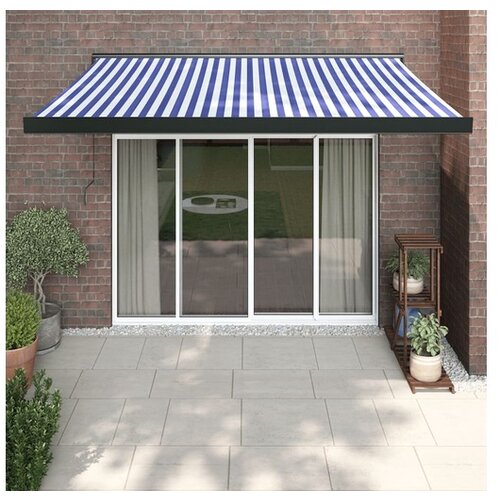 vidaXL Zložljiva tenda modra in bela 3,5x2,5 m blago in aluminij Cene