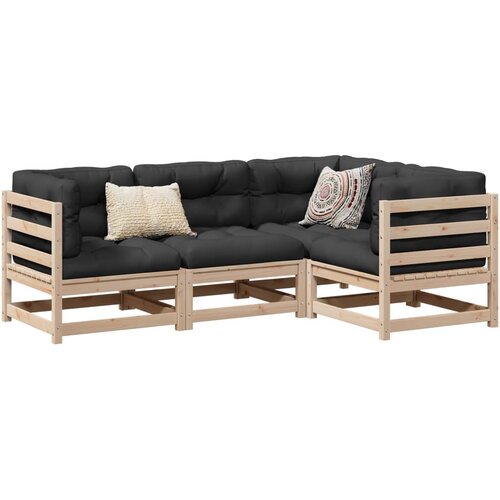 VidaXL 4-dijelni set vrtnih sofa od masivne borovine s jastucima Slike