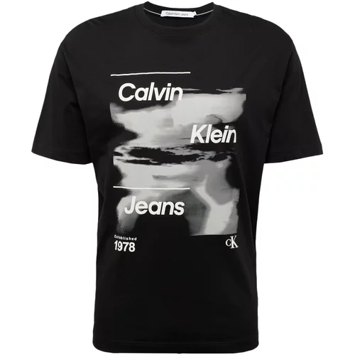 Calvin Klein Jeans Majica 'DIFFUSED' svetlo siva / črna / bela