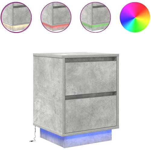 Maison Chic Dvo delni komplet Nočne omarice - Nočne mize z LED svetili Betonsko siva 38x34x50 cm, (21687046) Slike