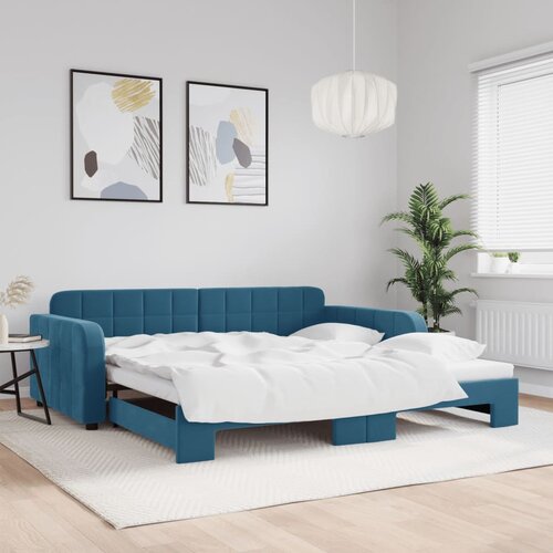 vidaXL Izvlečna dnevna postelja modra 100x200 cm žamet Cene