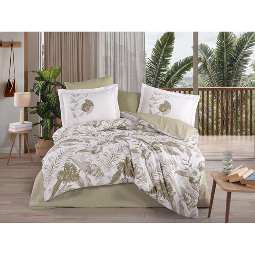 Lessentiel Maison Set poplin posteljine, Maslinasti Slike