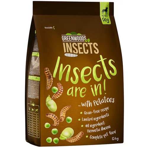 Greenwoods Insects insekti s krumpirom, graškom i bobom - 4 x 1,5 kg