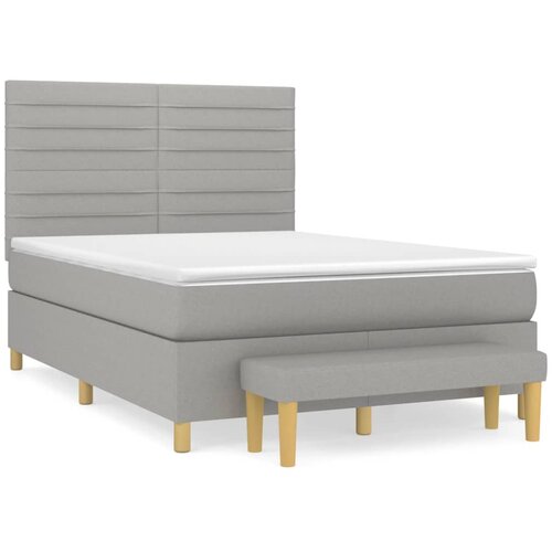 VidaXL Box spring posteljni z vzmetnico svetlo siv 140x190 cm blago, (20790542) Slike