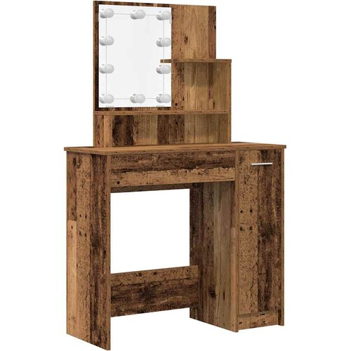  Toaletni stolić s LED-om izrađenim od starog drva Smeđa 86.5 x 35 x 136 cm Slike