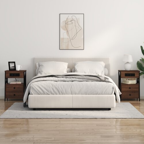 vidaXL Nočna omarica 2 pcs Rjavi hrast 40 x 31 x 60 cm Konstruiran les Cene