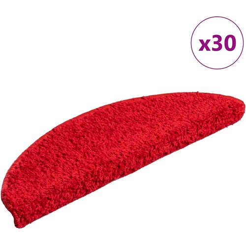 Prostirke za stepenice 30 kom 56x17x3 cm crvene poluokrugle Slike