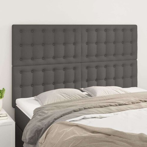  Posteljno vzglavje 4 kosa sivi 72x5x78/88 cm umetno usnje, (20952442) Slike