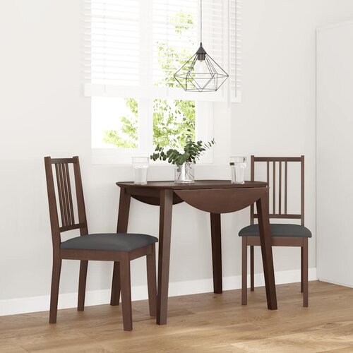 VidaXL Jedilni stoli z blazinami 2 kosa Brown Solid Wood Rubber Slike