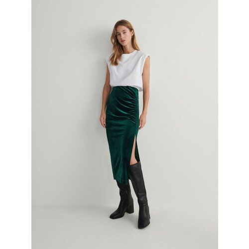 Reserved midi krilo z naborki - zelena Cene