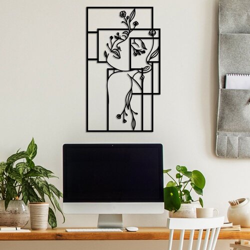 Wallity Zidna dekoracija Flower Woman 1 - M, 50 x 30 cm, Crna Cene