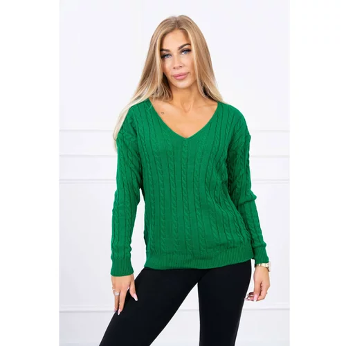 Kesi Braided sweater with V-neck light green