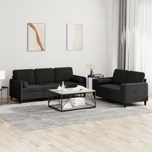 VidaXL 2-dijelni set sofa s jastucima crni bar&amp;scaron;unasti Slike