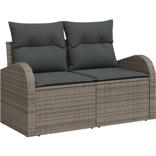 VidaXL set vrtnih sofa s jastucima od 11 dijelova siva poli ratan Slike
