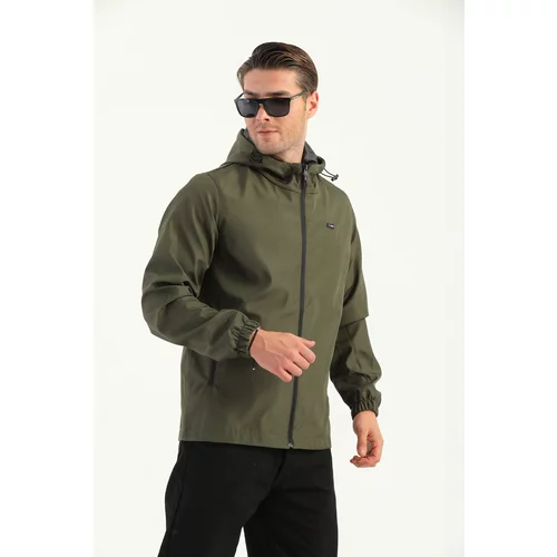 River Club Men's Khaki Hooded Coat with Pocket, Inner Lined Waterproof.