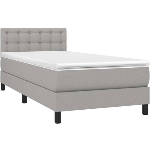 Box spring krevet s madracem svjetlosivi 90x190 cm od tkanine Slike
