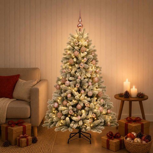  Umjetno božićno drvce s kuglicama 120 cm 150 LED lampica Slike