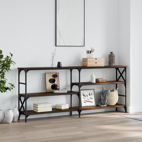 vidaXL Konzolna mizica rjav hrast 180x29x76,5 cm inženirski les Cene