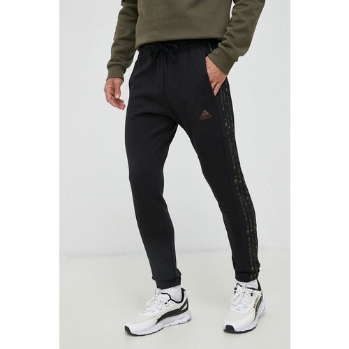Adidas Pamučni donji dio trenirke boja: crna, s uzorkom Slike
