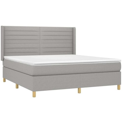  Krevet box spring s madracem LED svjetlosivi 160x200 cm tkanina Slike