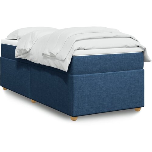vidaXL Box spring postelja z vzmetnico modra 90x200 cm blago Cene