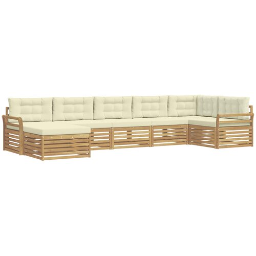  Set vanjskih sofa 7 kom. Bijela i krem Smeđa 408 x 170,5 x 73 cm Slike