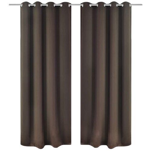 vidaXL Zatemnitvene zavese 2 kosa z obročki 135x175 cm rjave barve, (21024700) Cene