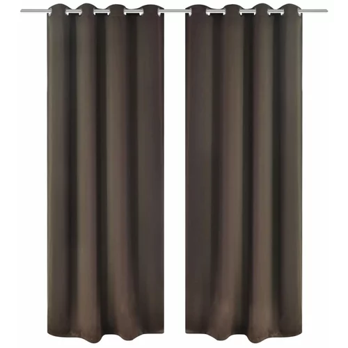 vidaXL Zatemnitvene zavese 2 kosa z obročki 135x175 cm rjave barve, (21024700)