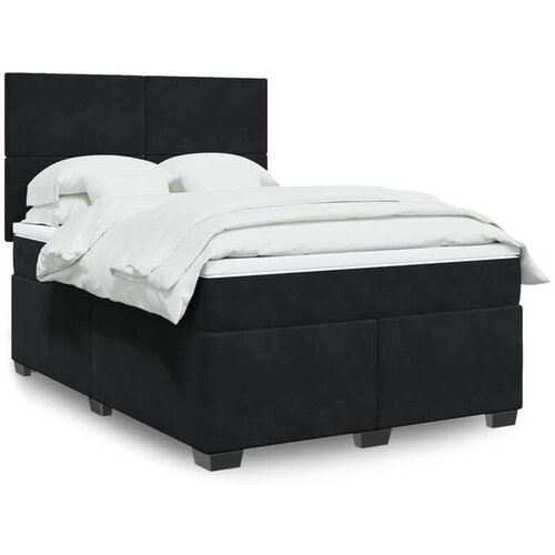 vidaXL Box spring posteljni z vzmetnico črn 140x190 cm žamet Cene