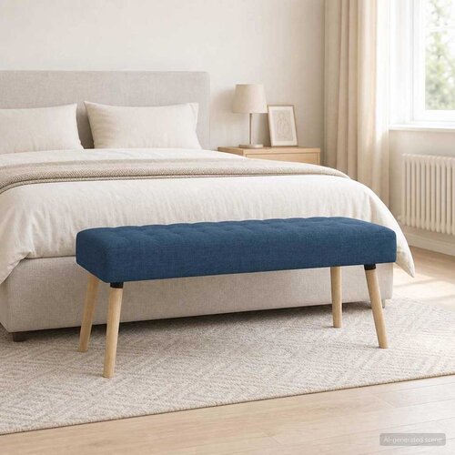  Klupa s utorima Plava 110 x 40 x 46 cm Tkanina Cijene