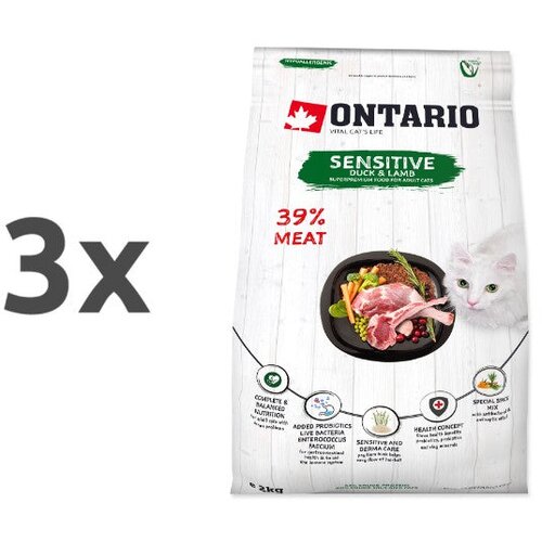 Ontario Cat Sensitive/Derma - raca in ovca 3 x 2 kg Cene
