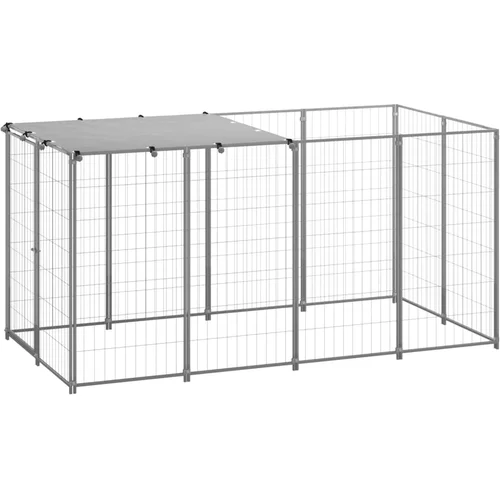 vidaXL Kavez za pse srebrni 2,42 m² čelični