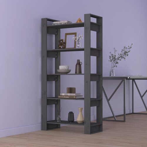 Furnova Knjižna omara/pregrada siva 80x35x160 cm trden les, (21932727) Slike