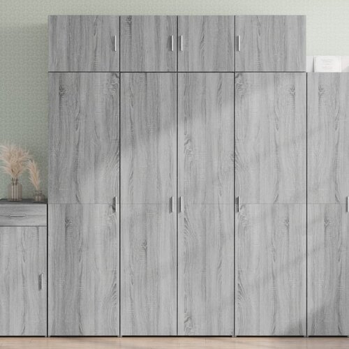  Visoka komoda siva boja hrasta 80 x 42,5 x 185 cm drvena Cijene