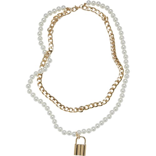 Urban Classics Accessoires Padlock Pearl Layering Necklace gold Slike