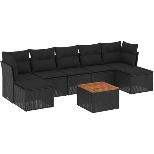 Maison Chic Seti vrtnega pohištva - Vrtna garnitura - Vrtni pohištvo set 8-delna z blazinami črn poli ratan, (21800349) Cene