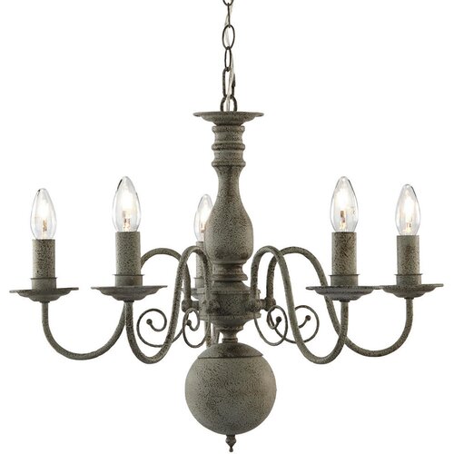 Lesnina XXXL Searchlight 2265-5GY - Luster na lancu GREYTHORNE 5xE14/40W/230V Cene