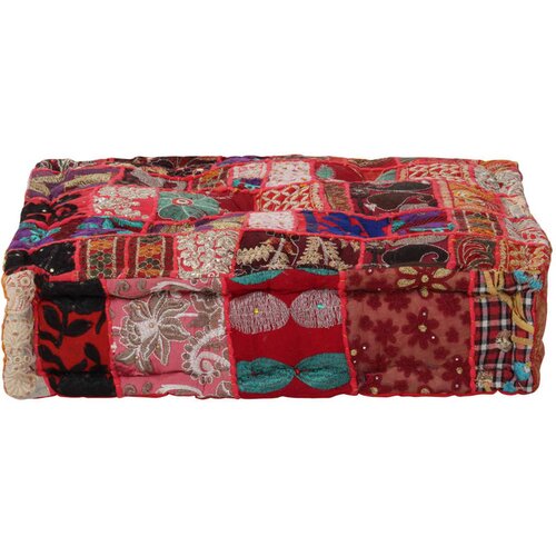  Tabure s patchworkom četvrtasti pamučni 50 x 50 x 12 cm crveni Cijene