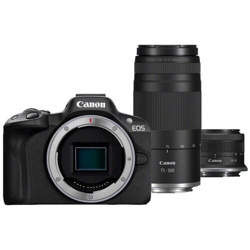 Canon Fotoaparat r50 bk +Objektiv rf-s18-45 +Objektiv rf75-300 Cene